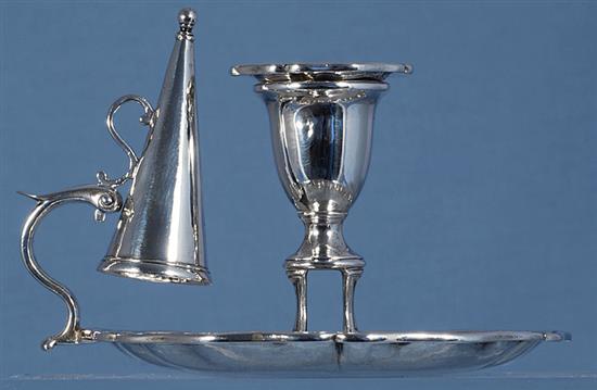 A pair of early Victorian silver chambersticks with conical snuffers, Height 4”/103mm Diameter 6”/155mm Combined weight 25.6oz/727gr